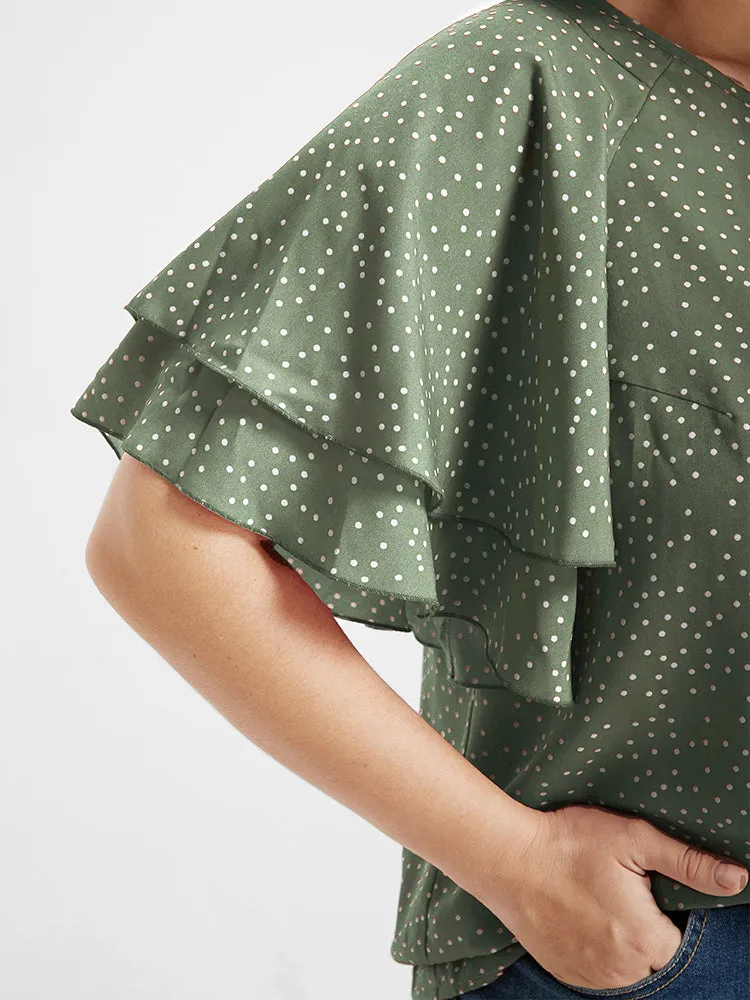 Polka Dot Ruffle Tiered Sleeve Blouse sold by Bloomchic product image thumbnail 5