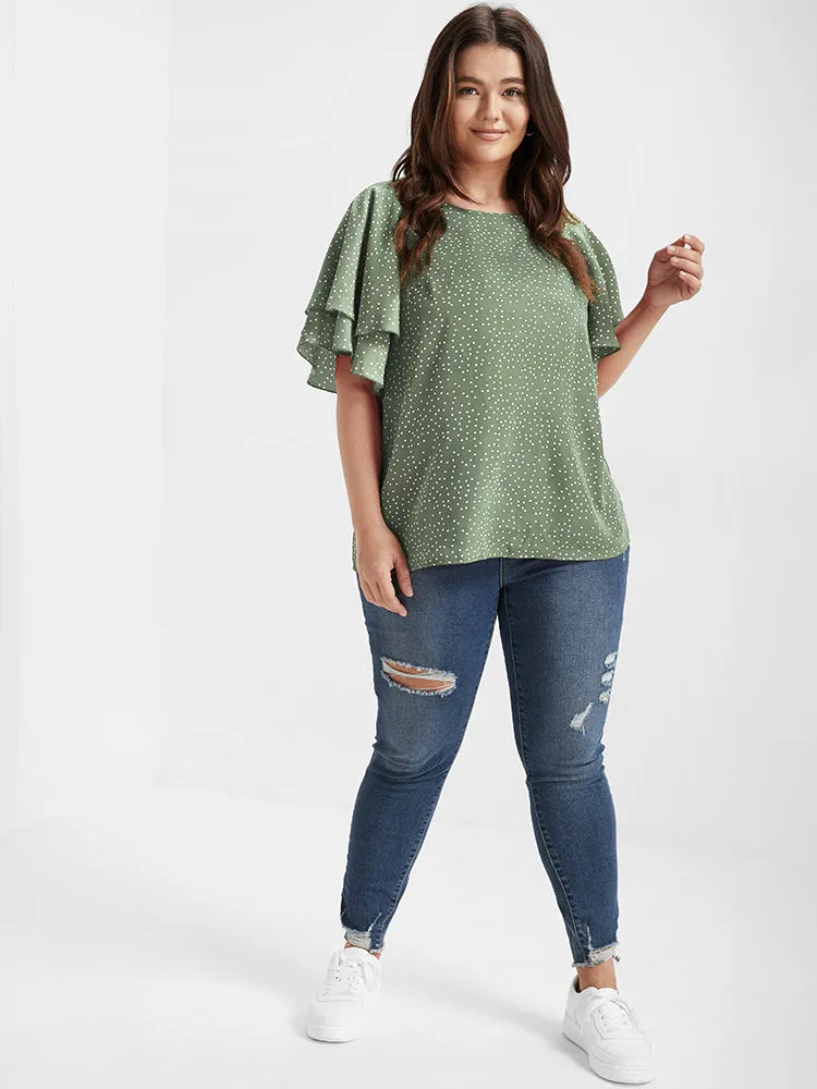 Polka Dot Ruffle Tiered Sleeve Blouse sold by Bloomchic product image thumbnail 2