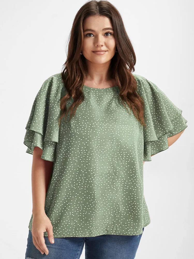 Polka Dot Ruffle Tiered Sleeve Blouse sold by Bloomchic product image thumbnail 4