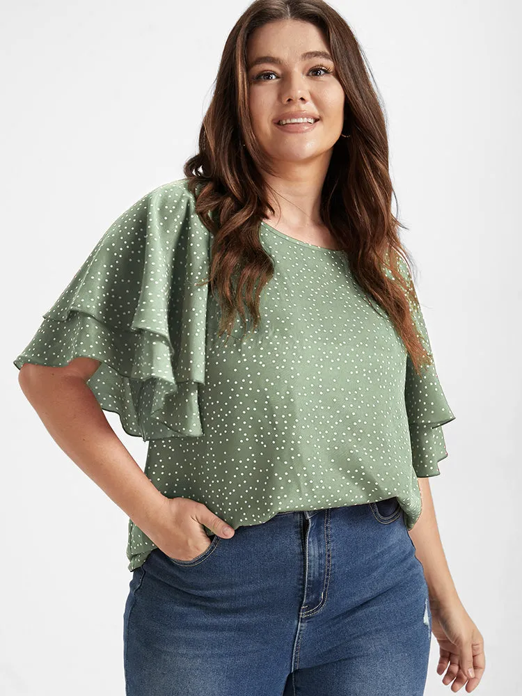 Polka Dot Ruffle Tiered Sleeve Blouse sold by Bloomchic product image thumbnail 3