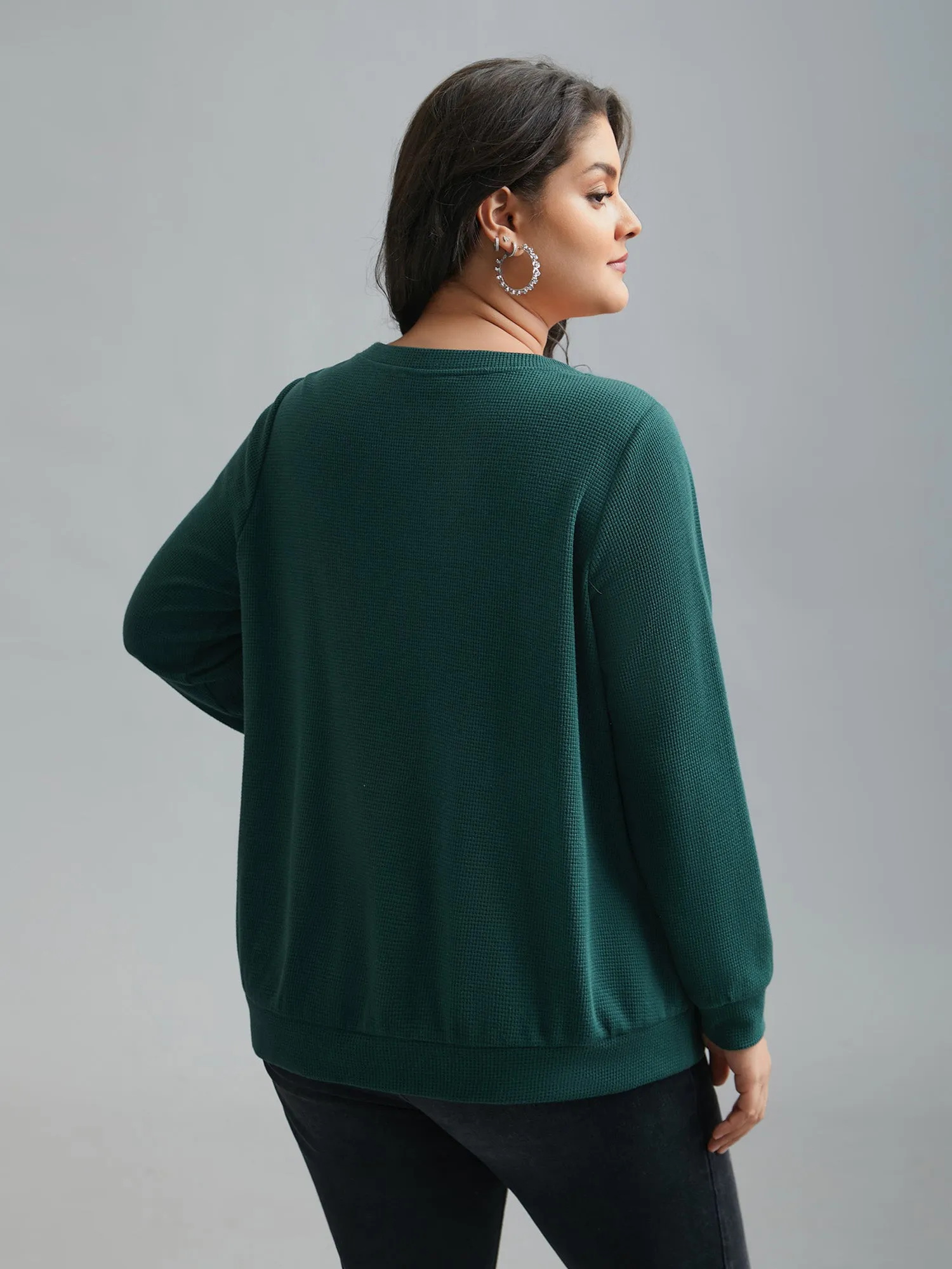 Neck Cut-Out Button Detail Sweatshirt sold by Bloomchic product image thumbnail 5