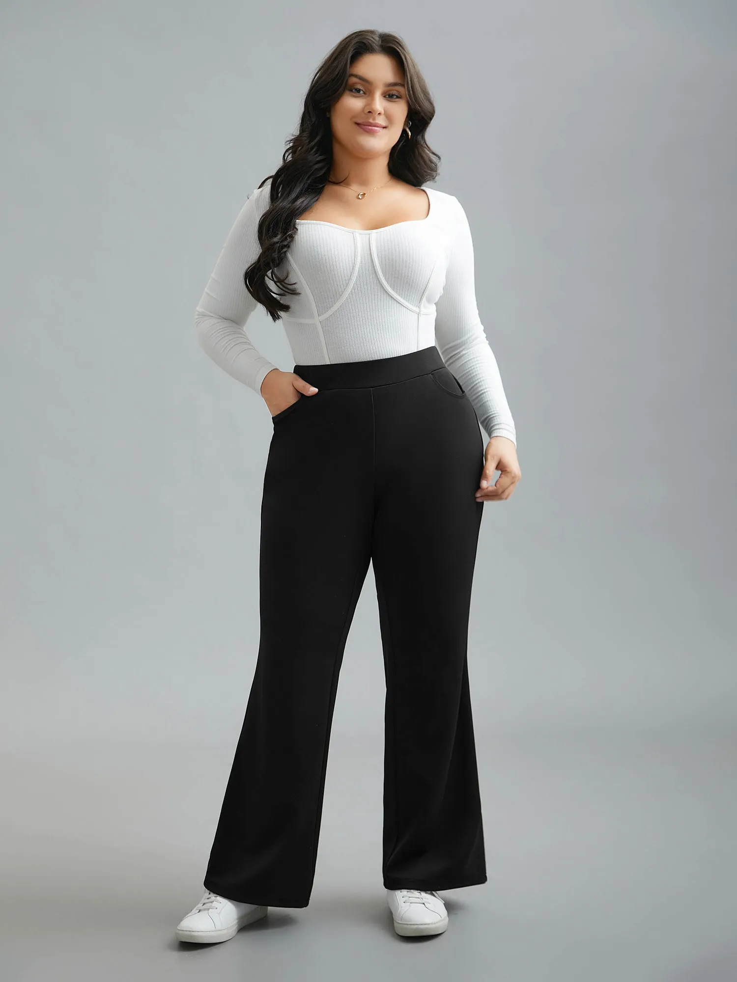 Stretchy Waist Pockets Flared Pants sold by Bloomchic product image thumbnail 2