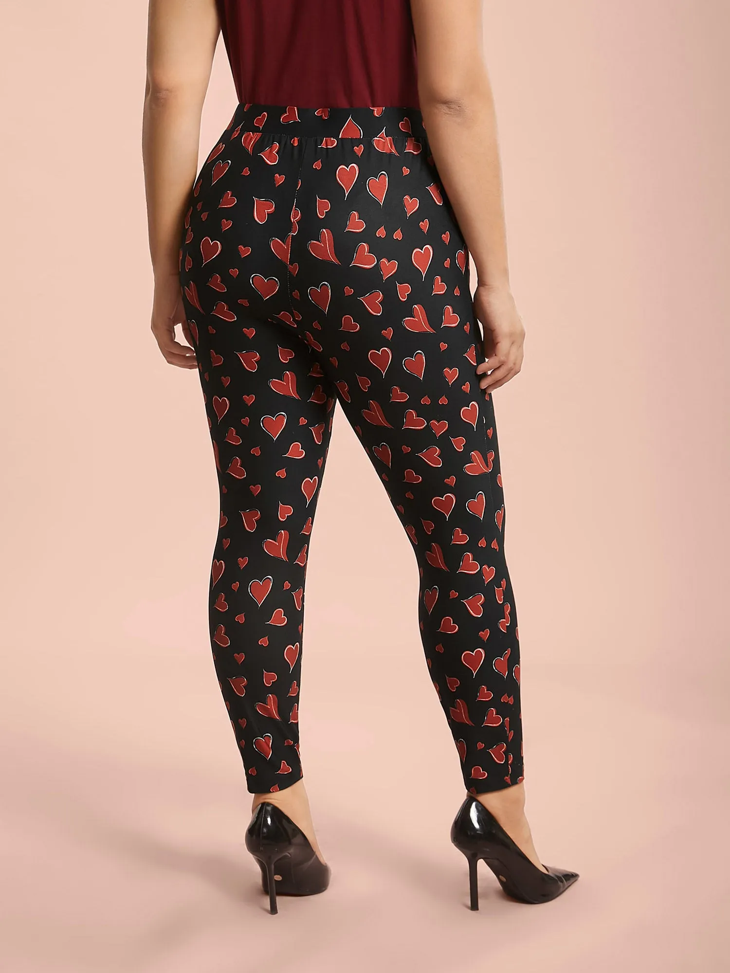 Hearts Print Skinny Fit Pocket Pants sold by Bloomchic product image thumbnail 5