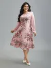 Floral Print Spliced Waist Cinched Midi Dress sold by Bloomchic