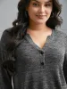 Heather Textured Button-Front Fitted T-Shirt sold by Bloomchic