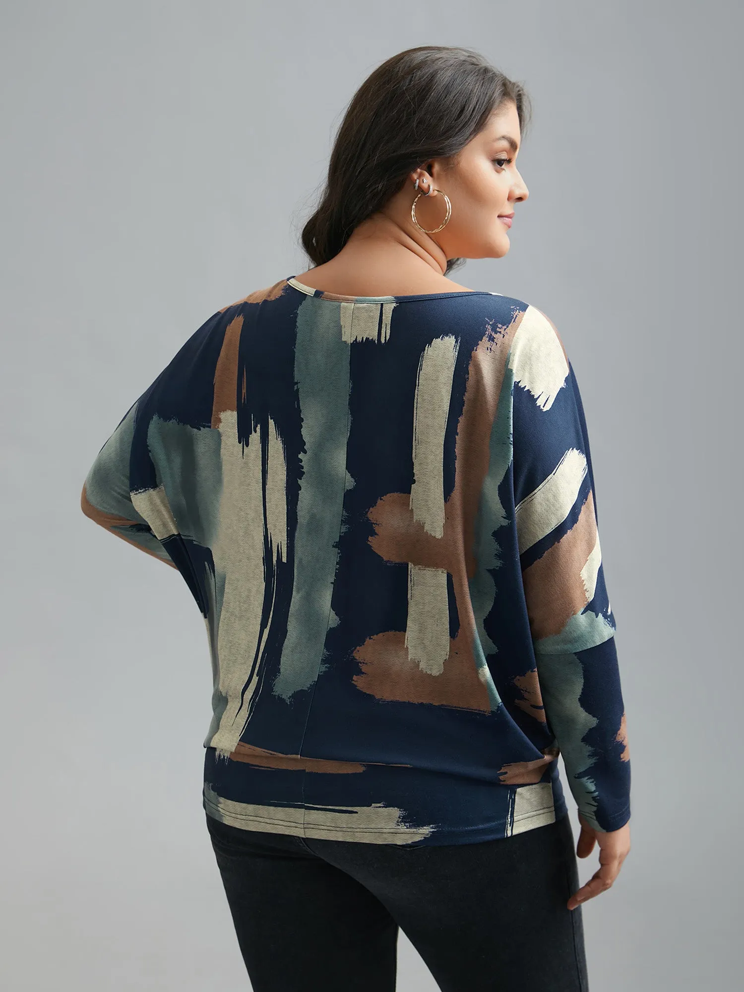 Abstract Print Dolman Sleeve T-Shirt sold by Bloomchic product image thumbnail 5