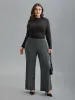 Seamed Front Color Contrast Flared Pants sold by Bloomchic
