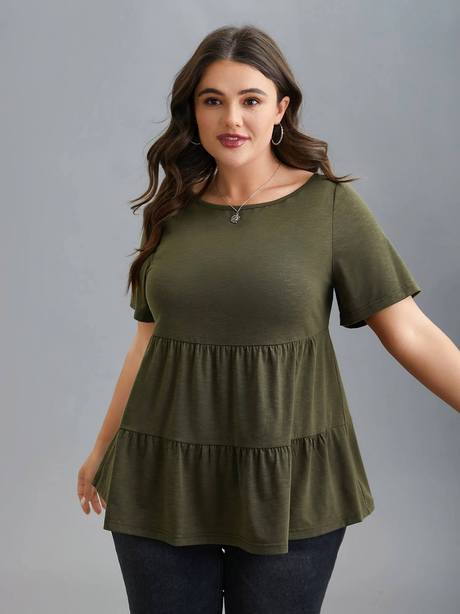 Bamboo Floral Yarn Tiered Knit Top sold by Bloomchic product image thumbnail 4