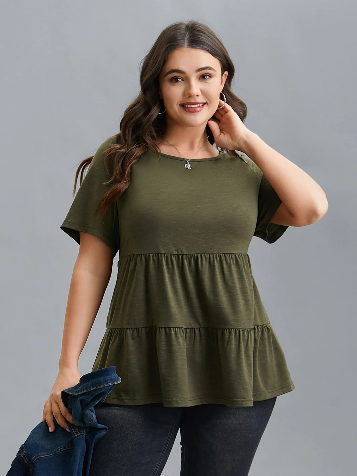 Bamboo Floral Yarn Tiered Knit Top sold by Bloomchic product image thumbnail 2