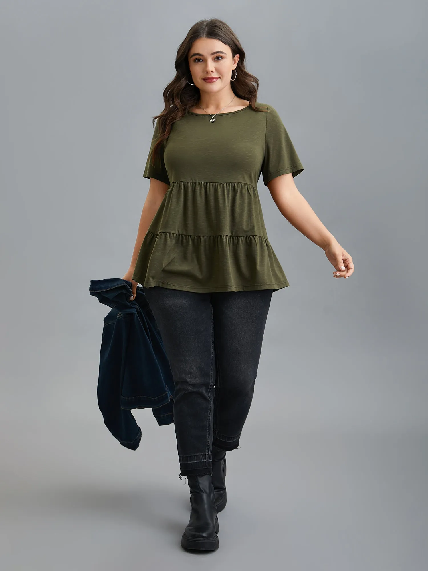 Bamboo Floral Yarn Tiered Knit Top sold by Bloomchic product image thumbnail 5