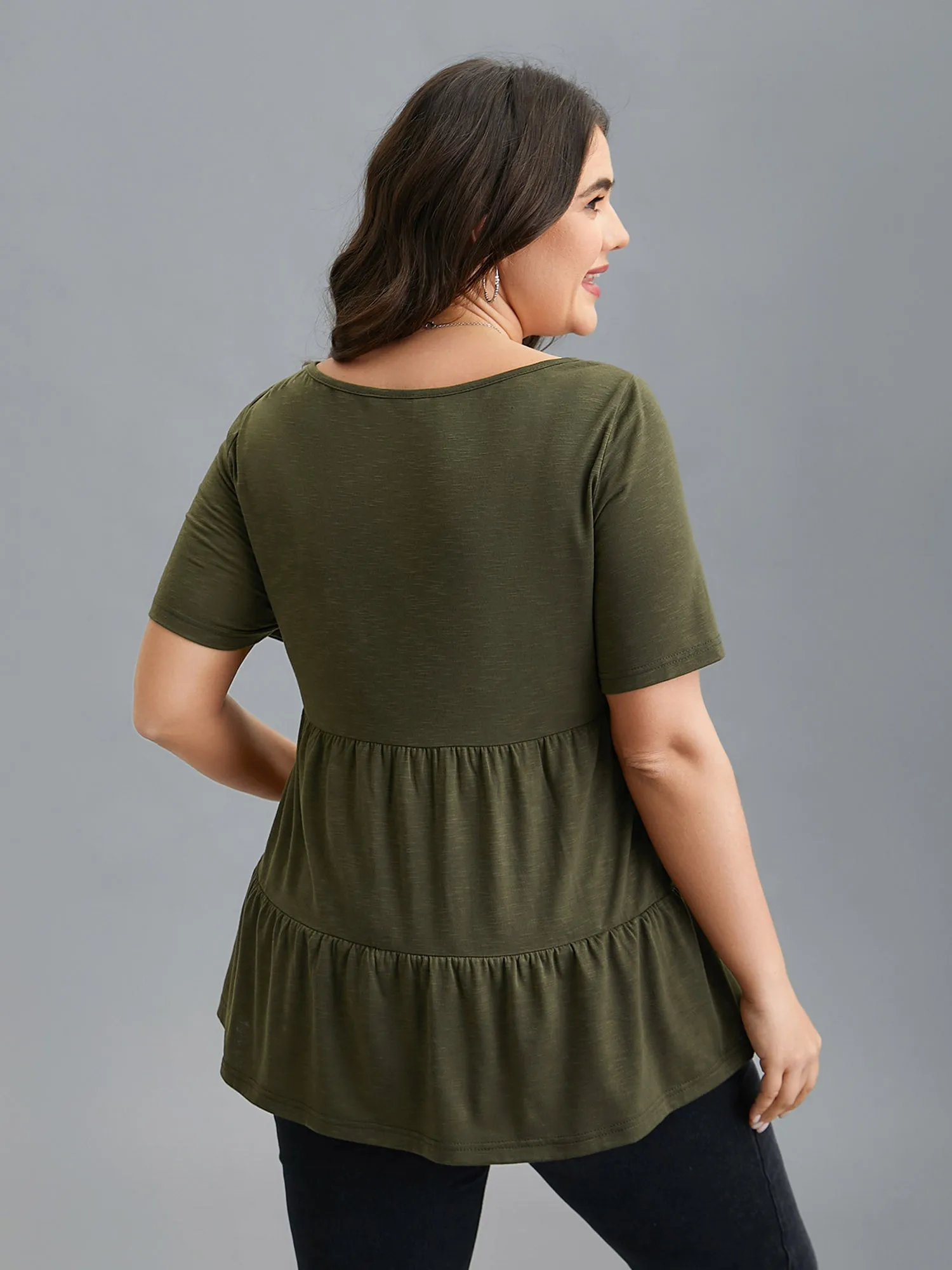 Bamboo Floral Yarn Tiered Knit Top sold by Bloomchic product image thumbnail 3