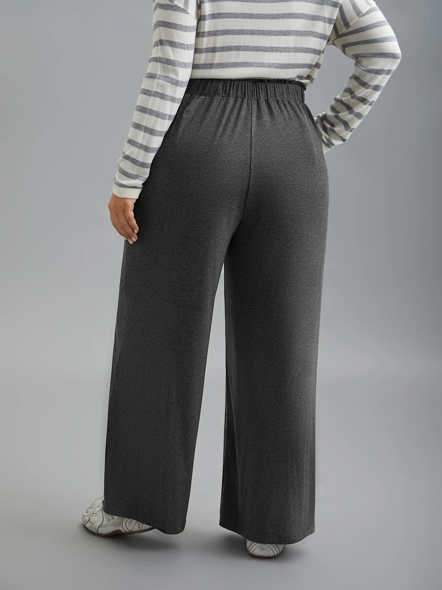 Button-Front Ruffled Waist Stretchy Pants sold by Bloomchic product image thumbnail 4