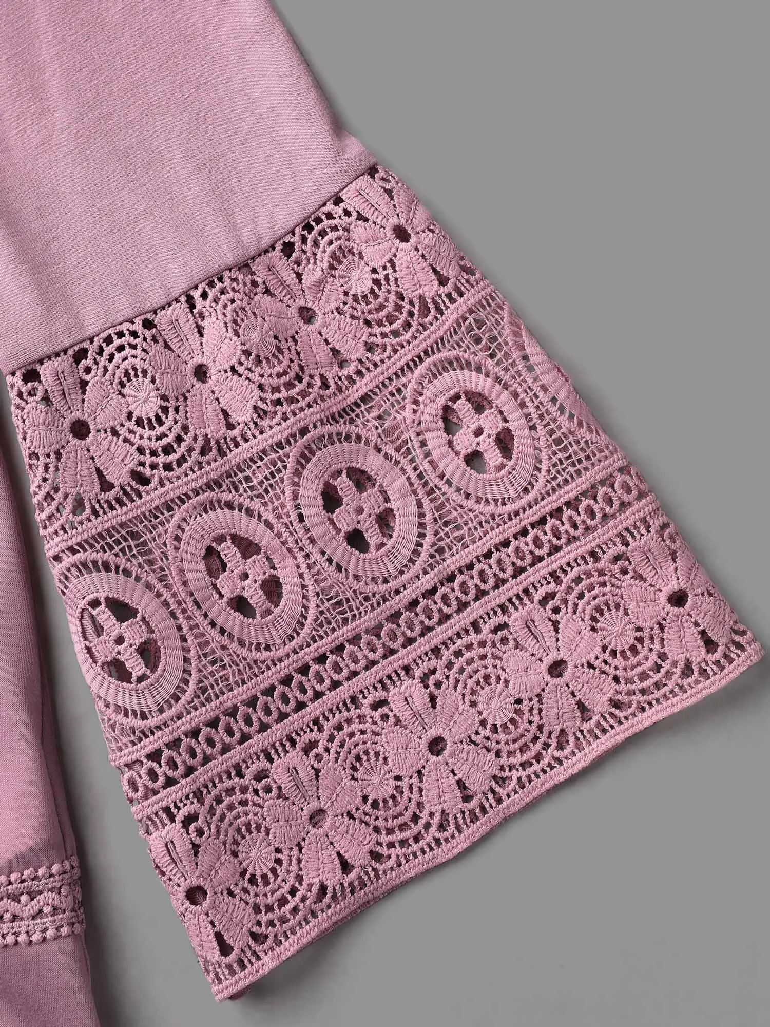 Boat Neck Lace Design Plain Knit Top sold by Bloomchic product image thumbnail 5