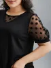 Sheer Sleeves Textured Polka Dots Stretchy Top sold by Bloomchic