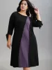 Color Block Tie-Knot Fitted Midi Dress sold by Bloomchic
