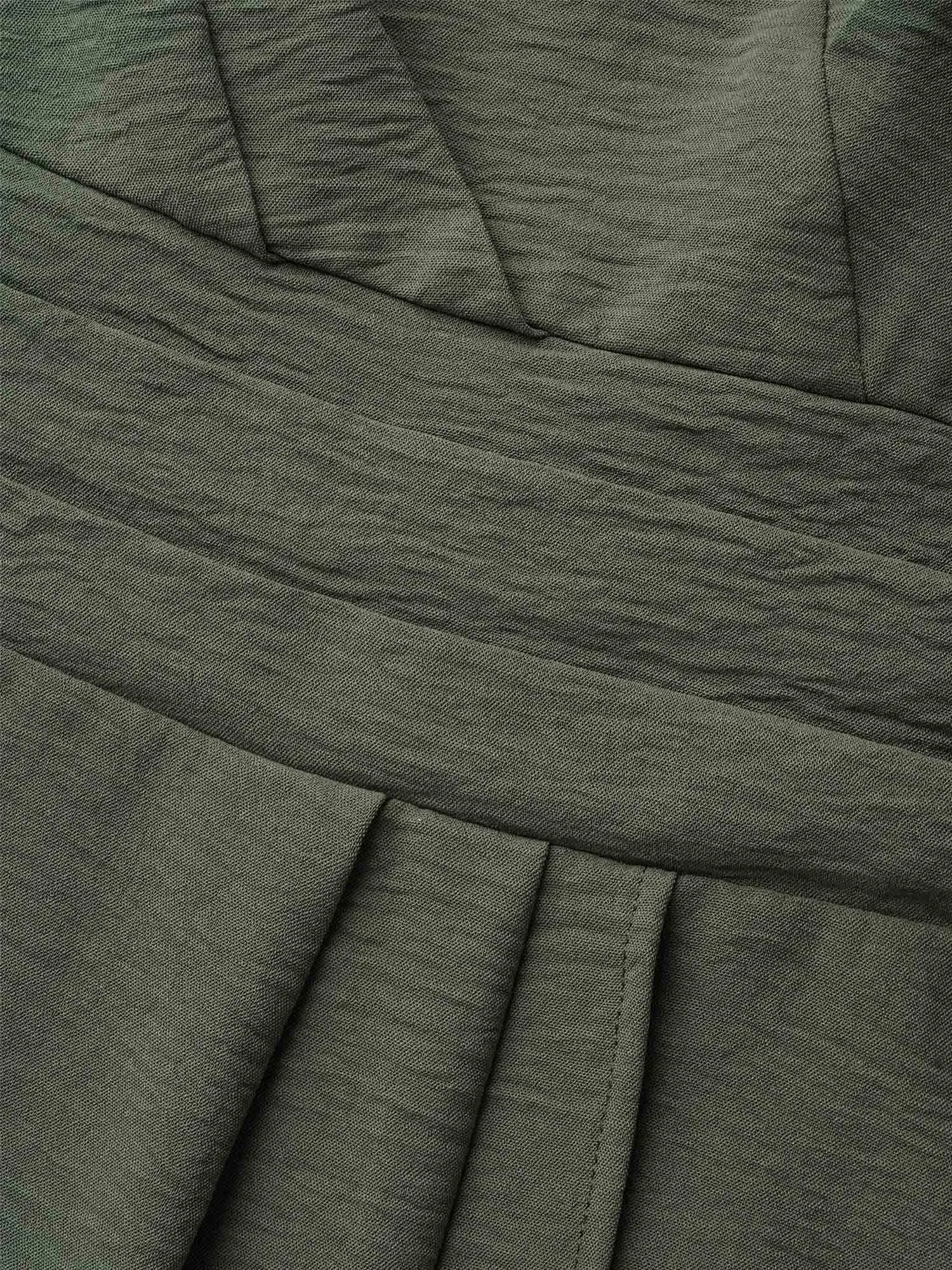 Asymmetrical Neckline Stretchy Waist Plicated Detail Blouse sold by Bloomchic product image thumbnail 5