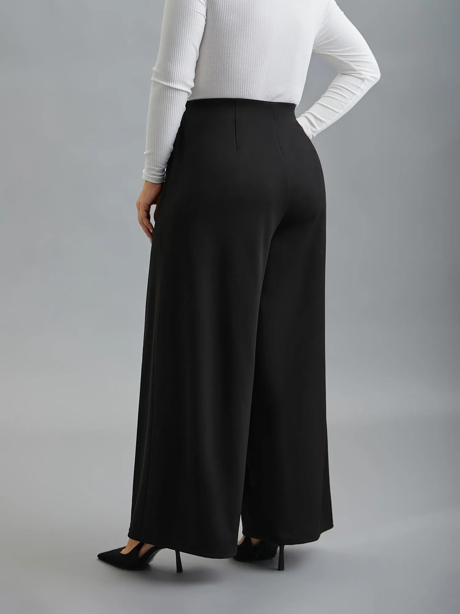 Solid Pleated Wide-Leg Pants sold by Bloomchic product image thumbnail 4