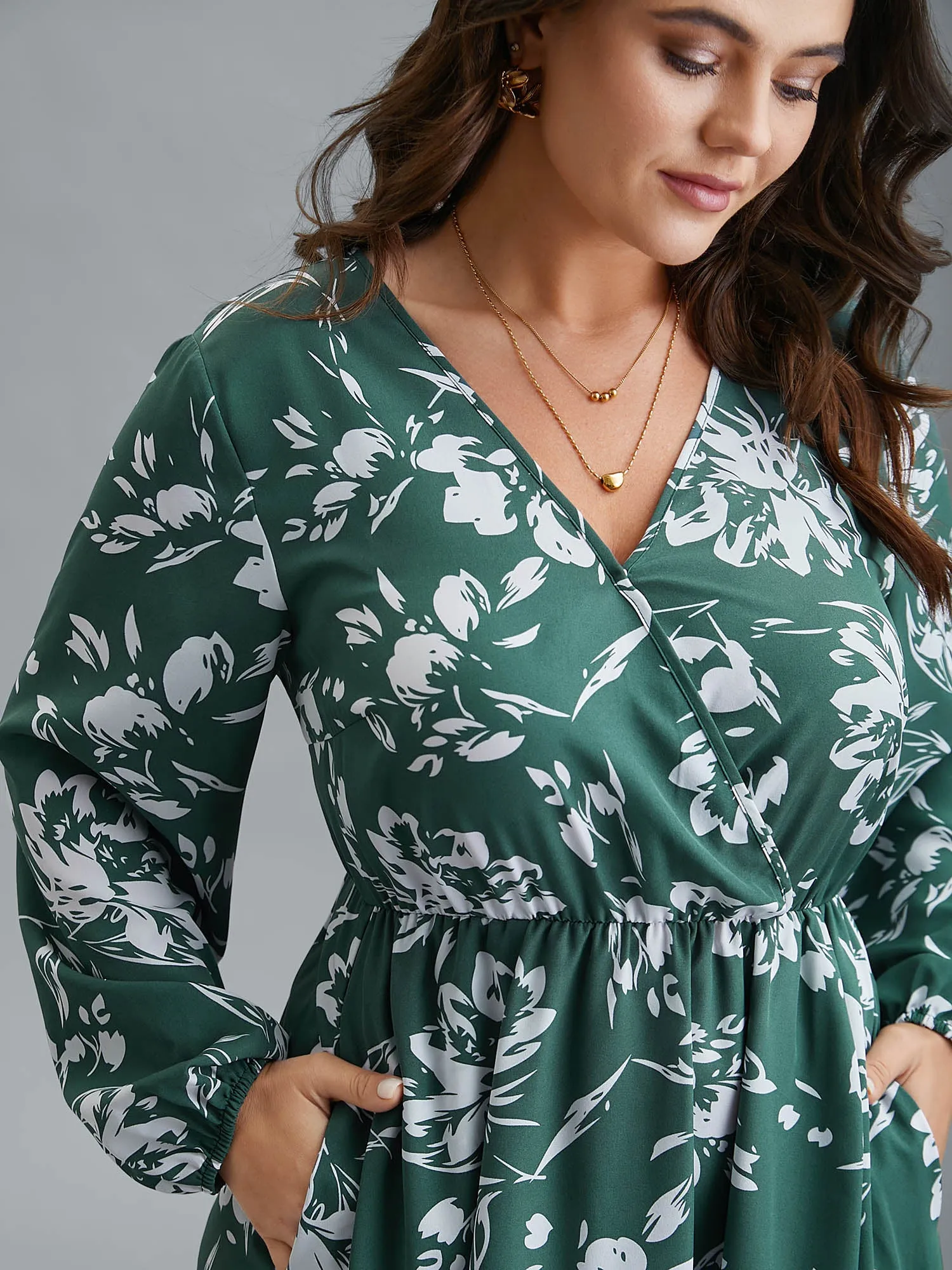 Silhouette Floral Print Waist Cinched Midi Dress sold by Bloomchic product image thumbnail 2