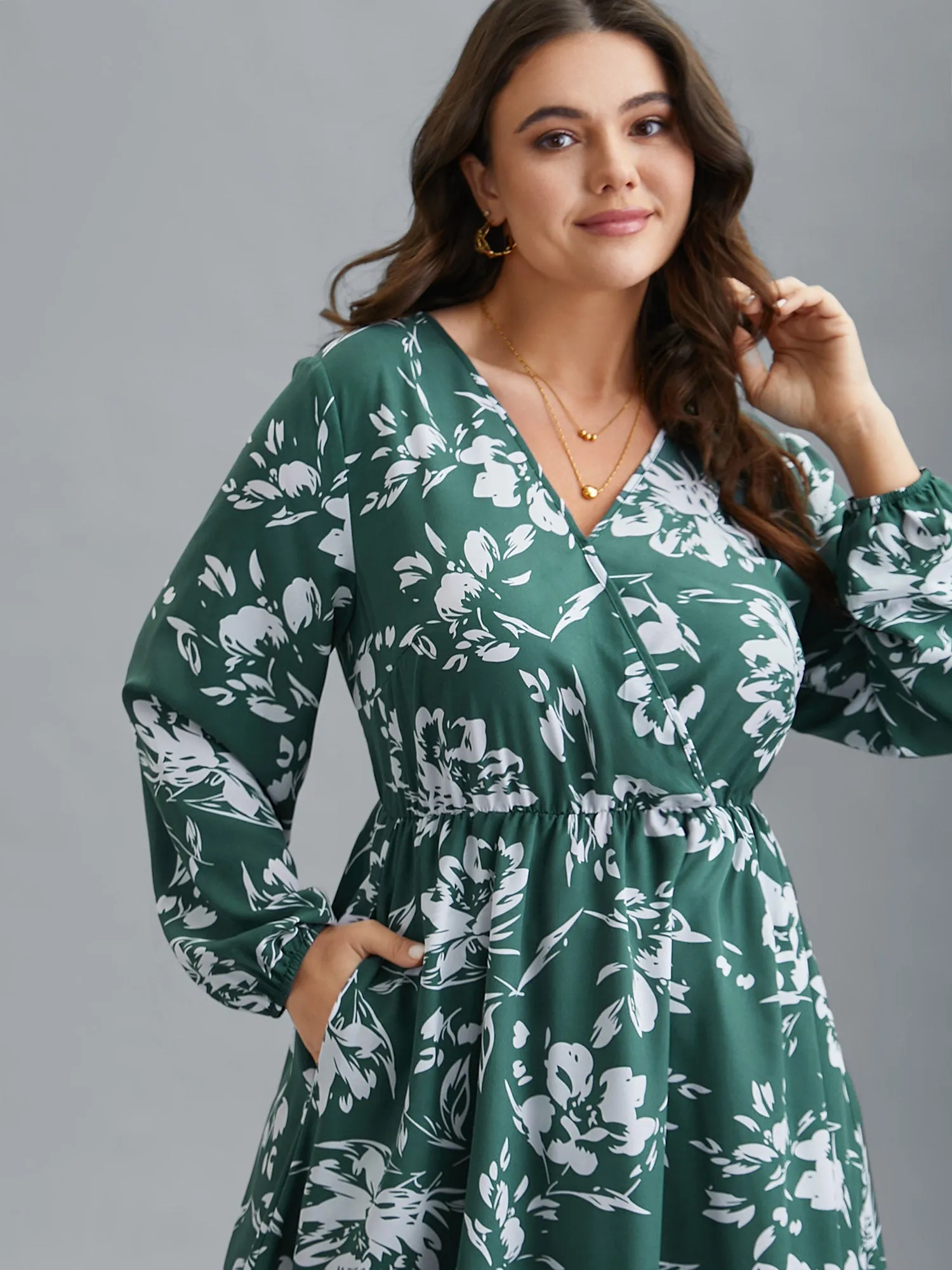 Silhouette Floral Print Waist Cinched Midi Dress sold by Bloomchic