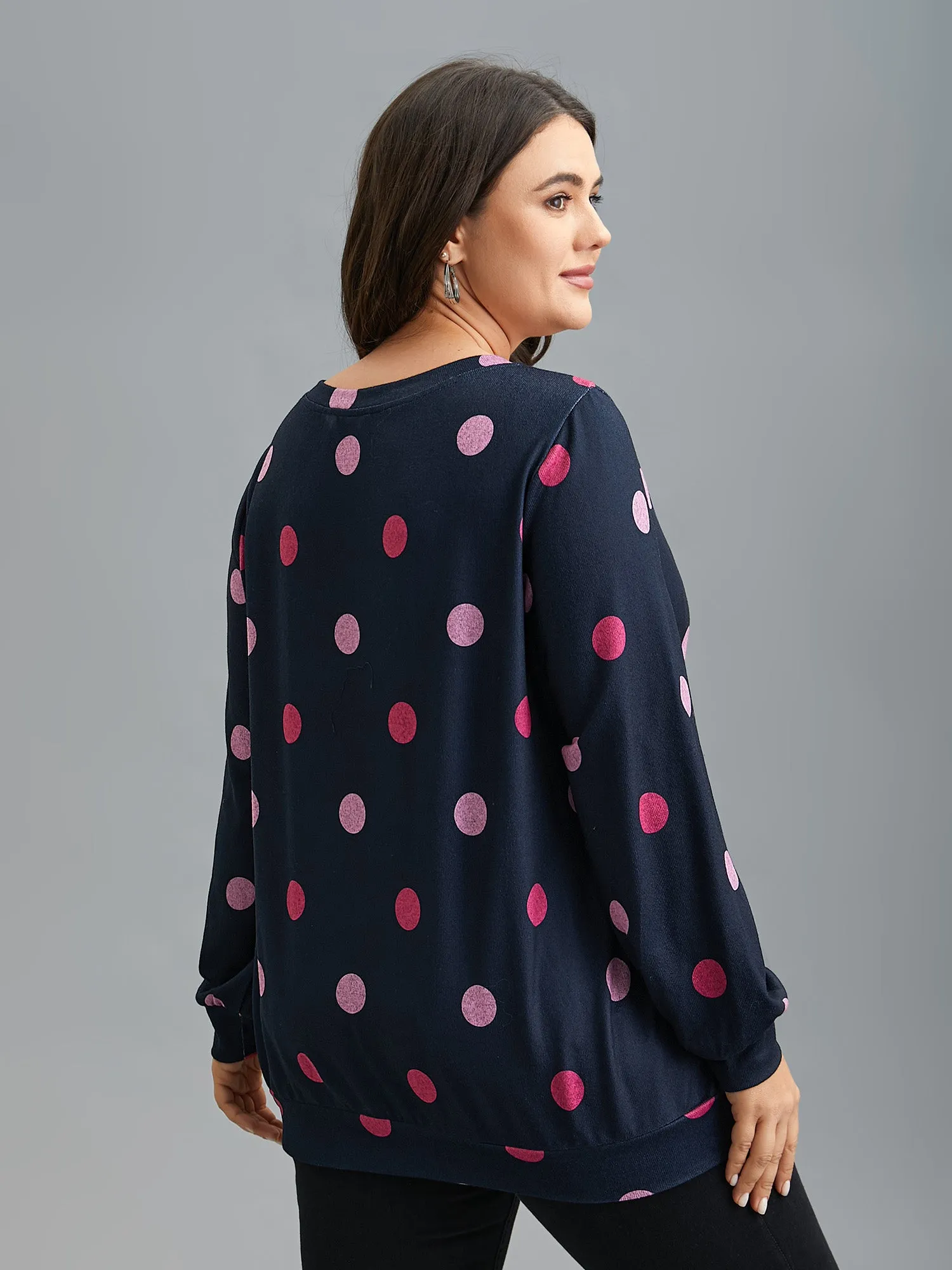 Polka Dots Round Neck Fitted Sweatshirt sold by Bloomchic product image thumbnail 4