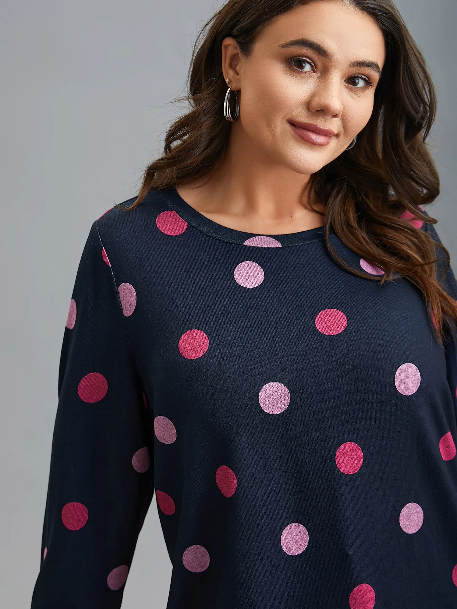 Polka Dots Round Neck Fitted Sweatshirt sold by Bloomchic product image thumbnail 2
