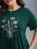 Floral Motif Round Neck Fitted T-Shirt sold by Bloomchic