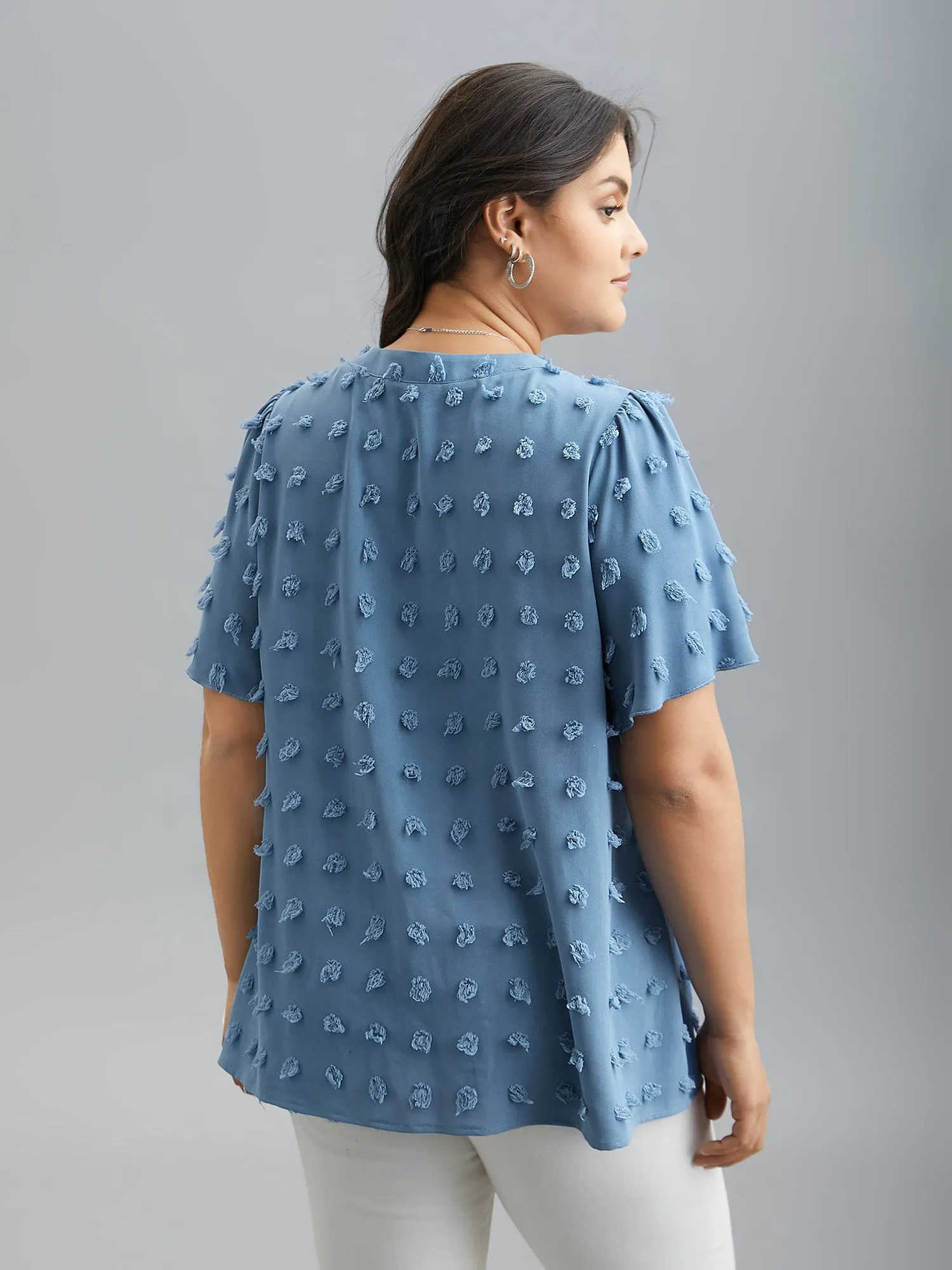 Textured Notched Collar Plicated Detail Blouse sold by Bloomchic product image thumbnail 4