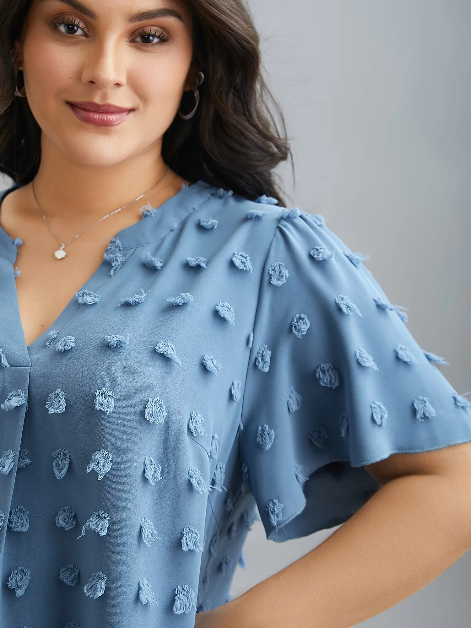 Textured Notched Collar Plicated Detail Blouse sold by Bloomchic product image thumbnail 3