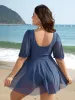 Surplice Neck Spliced Sheer Swim Dress sold by Bloomchic