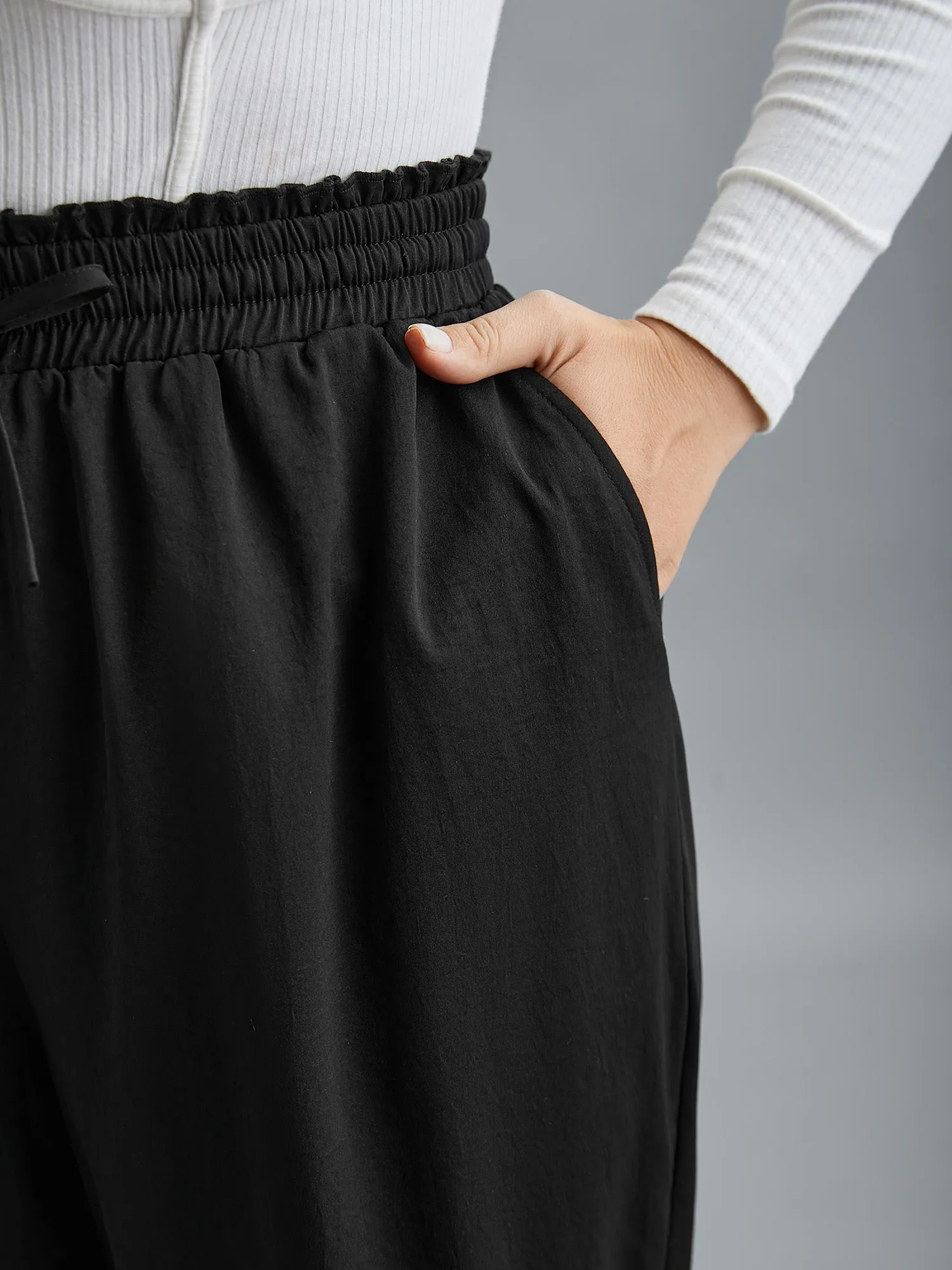 Ruffled Waist Drawstring Tapered Pants sold by Bloomchic product image thumbnail 3