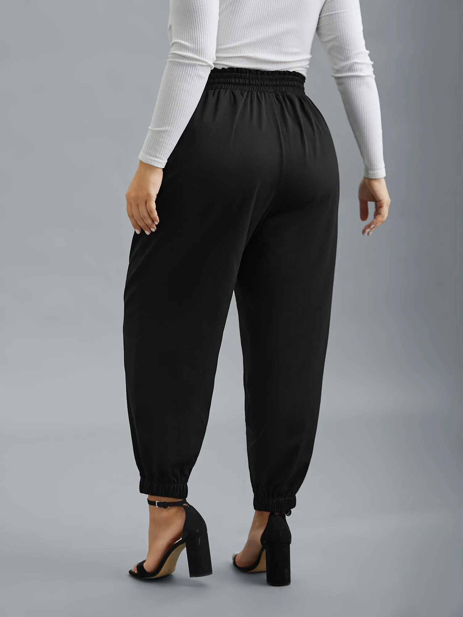 Ruffled Waist Drawstring Tapered Pants sold by Bloomchic product image thumbnail 5