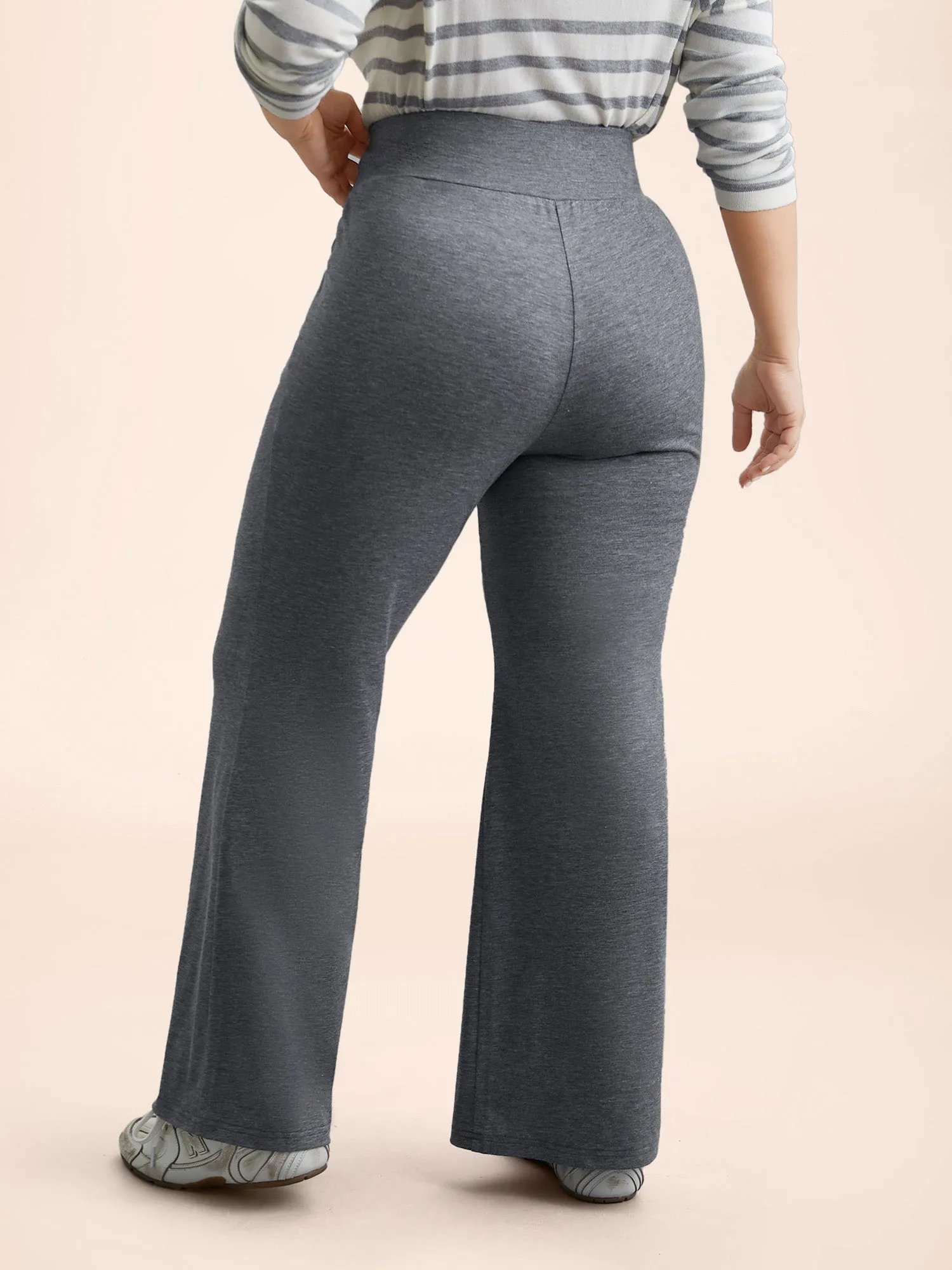 Stretchy-Waist Heather Texture Flared Pants sold by Bloomchic product image thumbnail 5