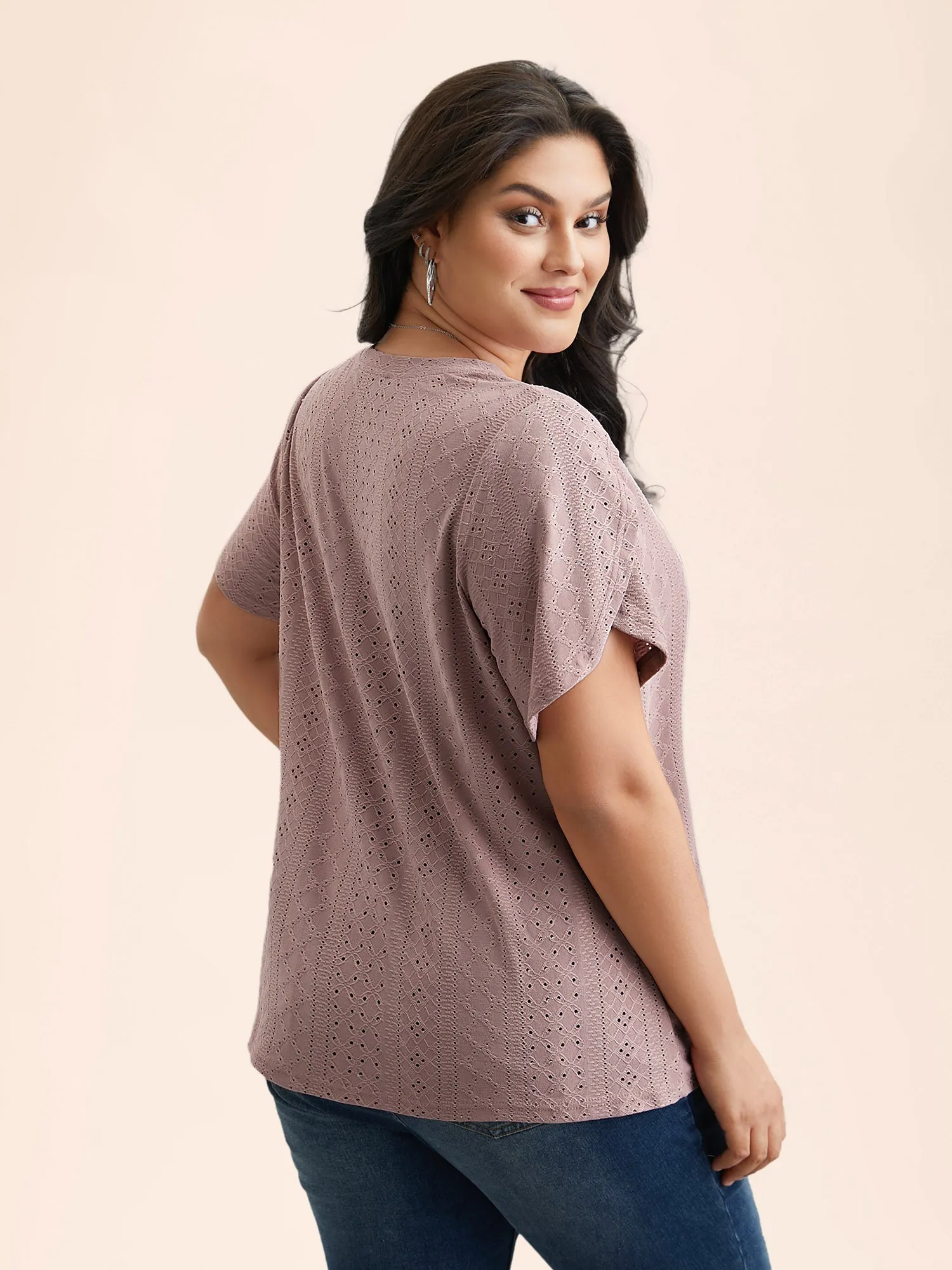 Textured Jacquard Petal Sleeve T-Shirt sold by Bloomchic product image thumbnail 4