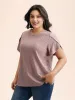 Textured Jacquard Petal Sleeve T-Shirt sold by Bloomchic