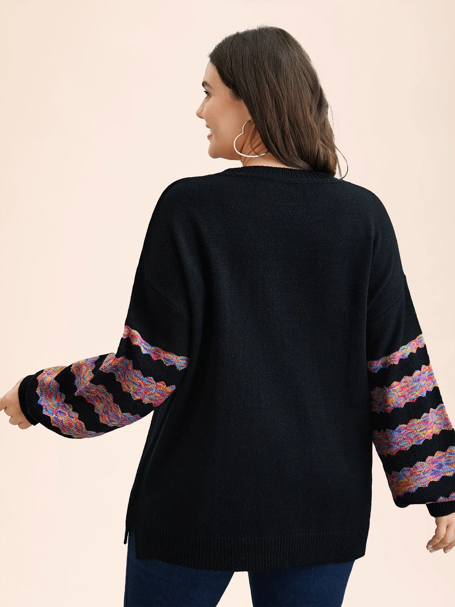 Lips Motif Jacquard Color Contrast Pullover sold by Bloomchic product image thumbnail 2