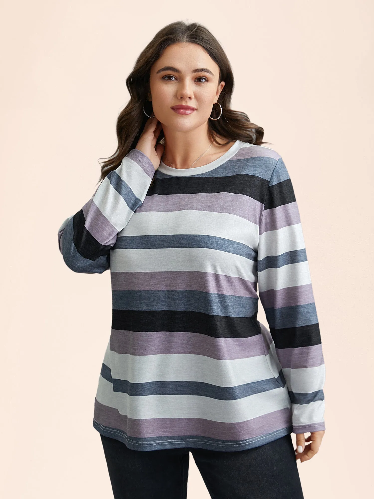 Multi-Color Stripes Stretchy T-Shirt sold by Bloomchic product image thumbnail 3
