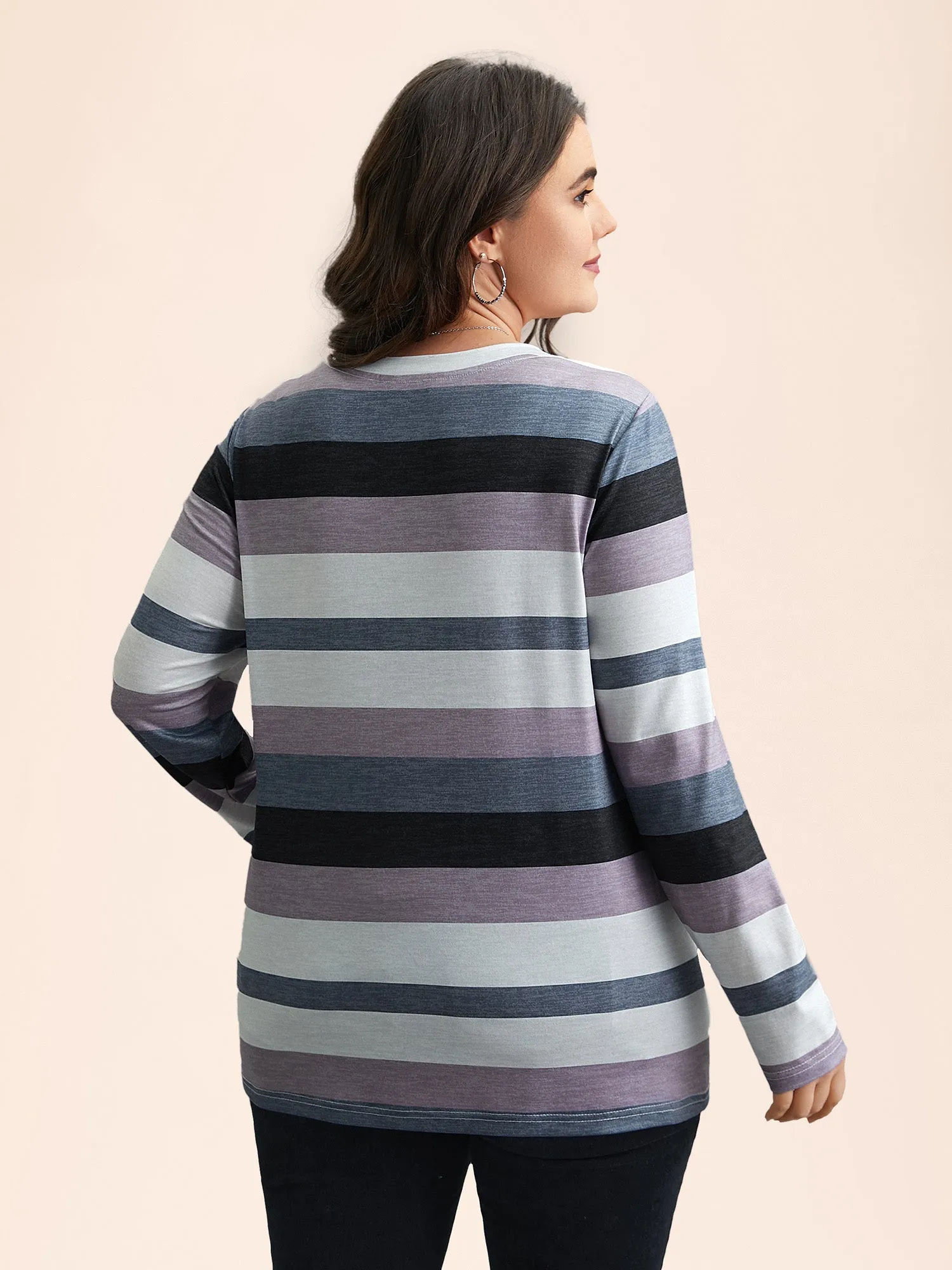 Multi-Color Stripes Stretchy T-Shirt sold by Bloomchic product image thumbnail 4