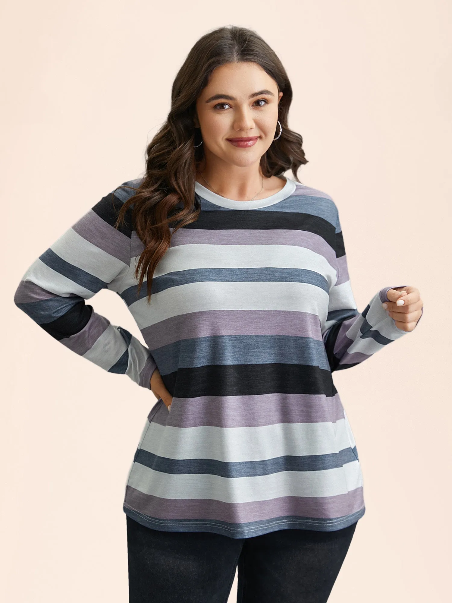 Multi-Color Stripes Stretchy T-Shirt sold by Bloomchic product image thumbnail 2