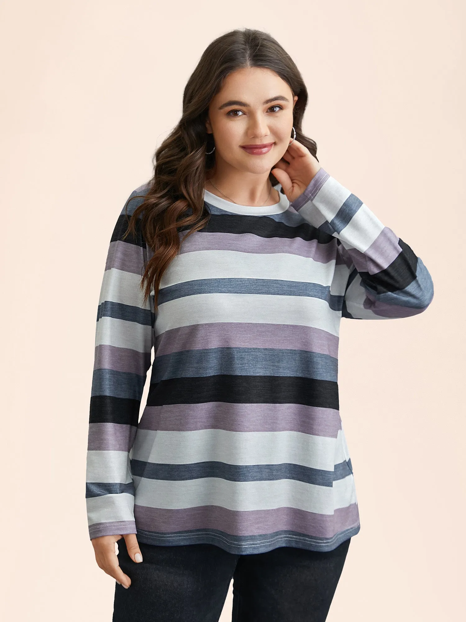 Multi-Color Stripes Stretchy T-Shirt sold by Bloomchic