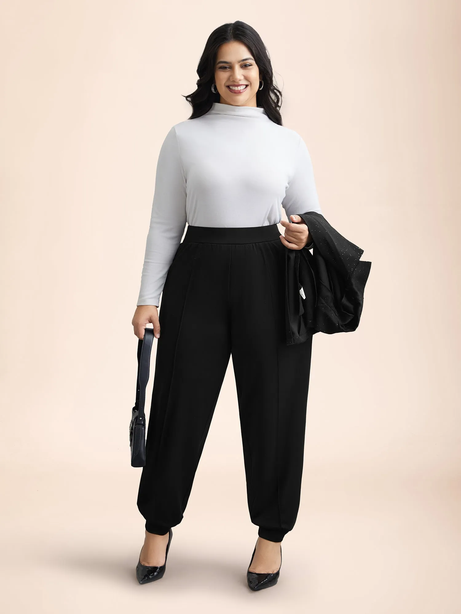 Smocked Stretchy-Waist Plicated Detail Pants sold by Bloomchic product image thumbnail 2