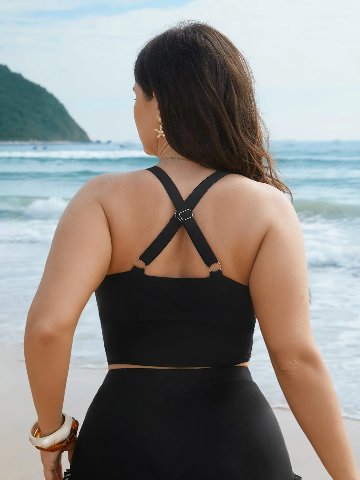 Bust Knot-Tie Ruffle Trim Supportive Swim Top sold by Bloomchic product image thumbnail 2