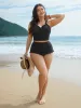 Bust Knot-Tie Ruffle Trim Supportive Swim Top sold by Bloomchic
