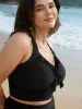 Bust Knot-Tie Ruffle Trim Supportive Swim Top sold by Bloomchic
