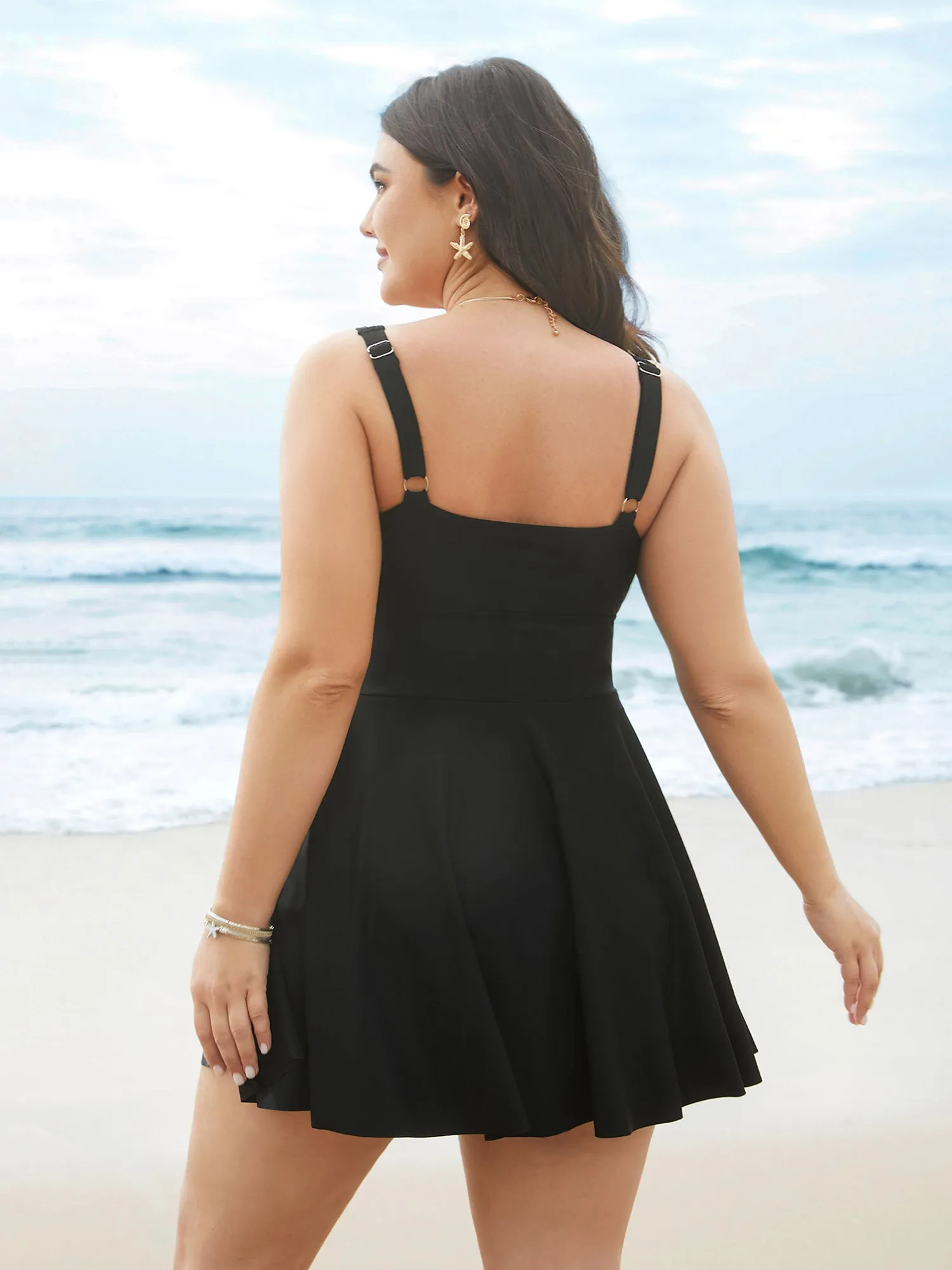 Tropical Leaf Print Twist Front Swim Dress sold by Bloomchic product image thumbnail 2