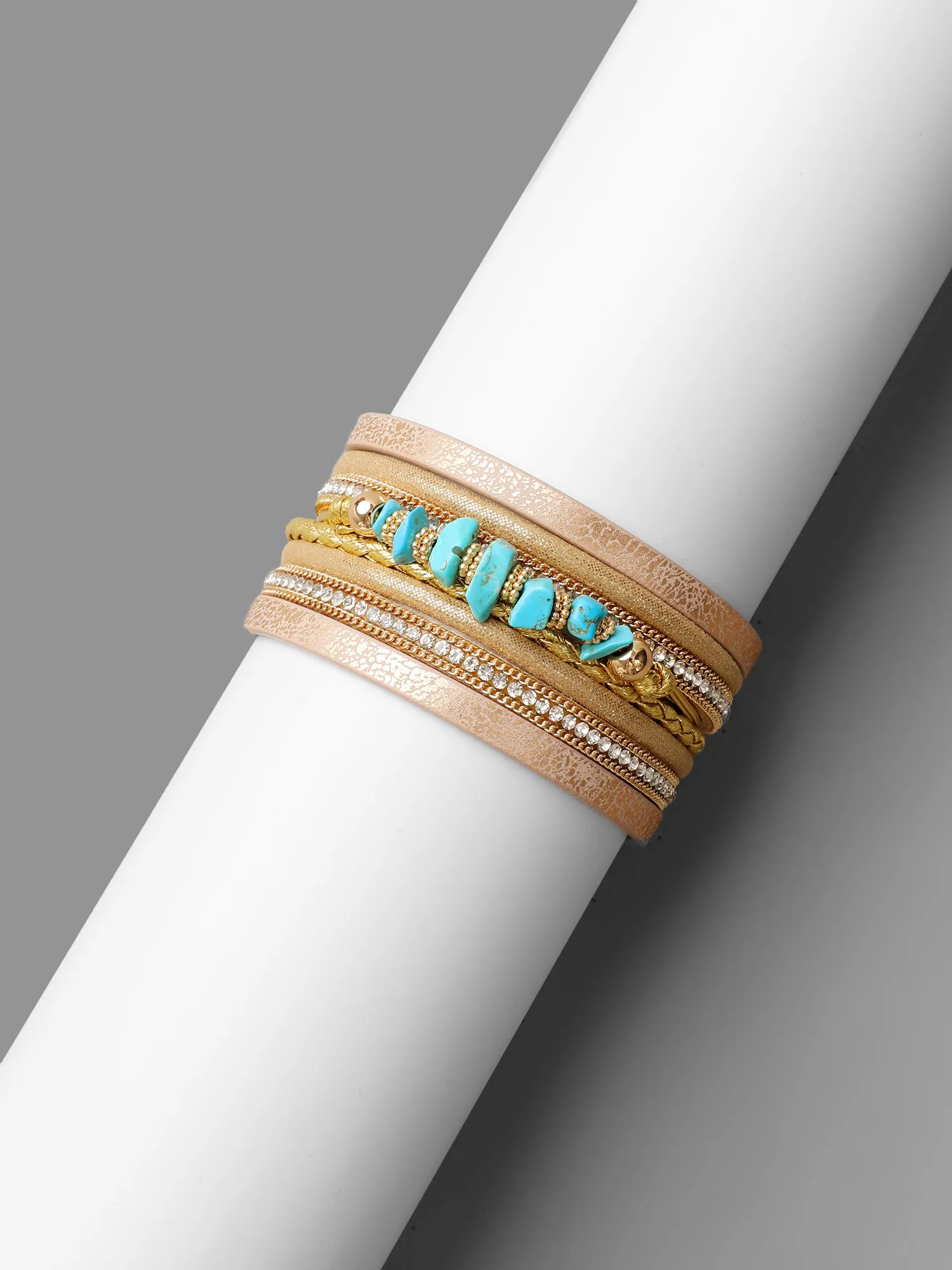 Beaded Stacked Gold-Tone Hinge Bracelet sold by Bloomchic product image thumbnail 5