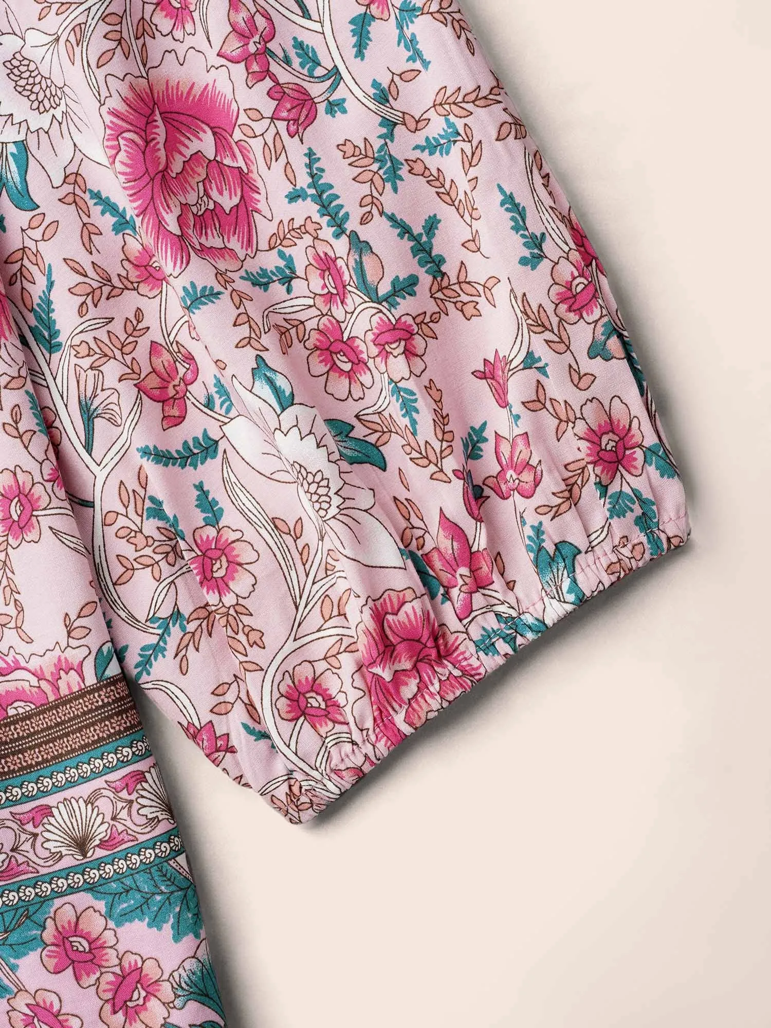 Floral Print Neck-Tie Pleated Blouse sold by Bloomchic product image thumbnail 5