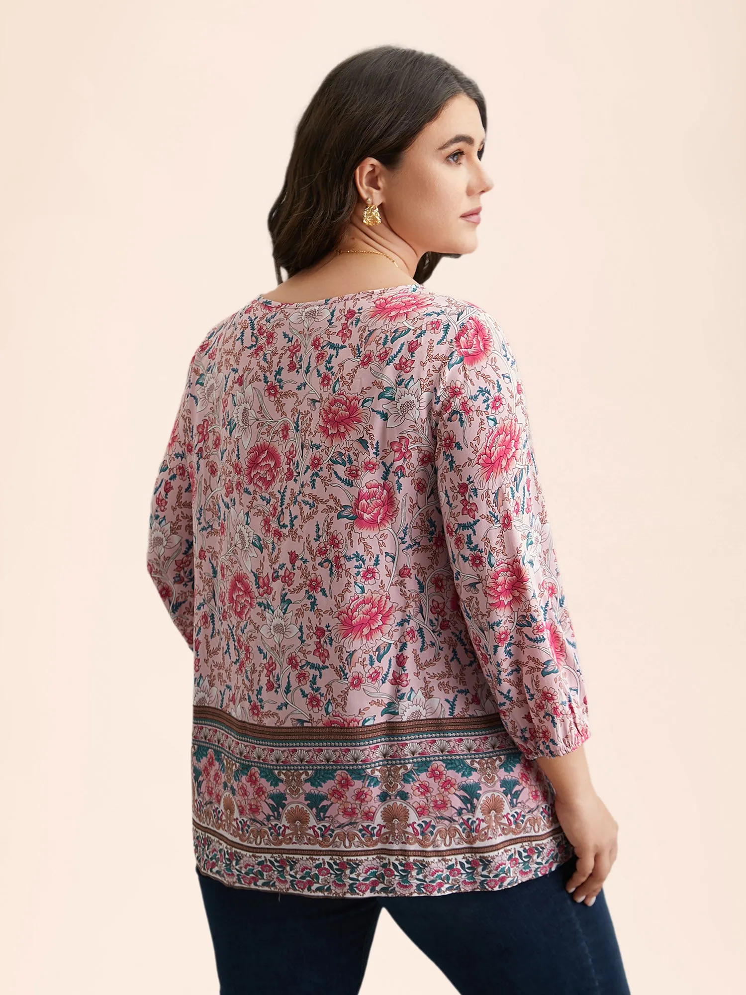 Floral Print Neck-Tie Pleated Blouse sold by Bloomchic product image thumbnail 4