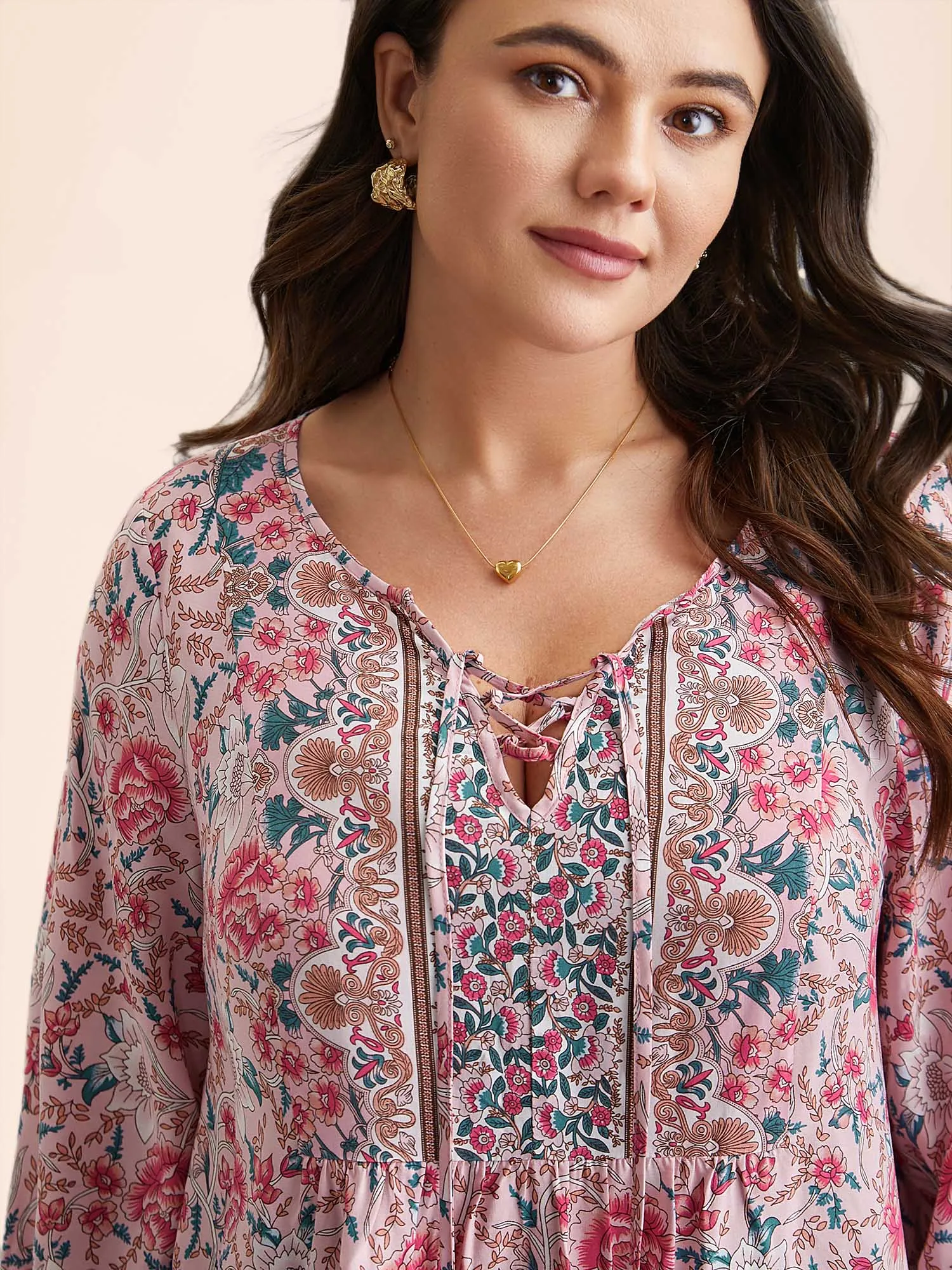 Floral Print Neck-Tie Pleated Blouse sold by Bloomchic product image thumbnail 3