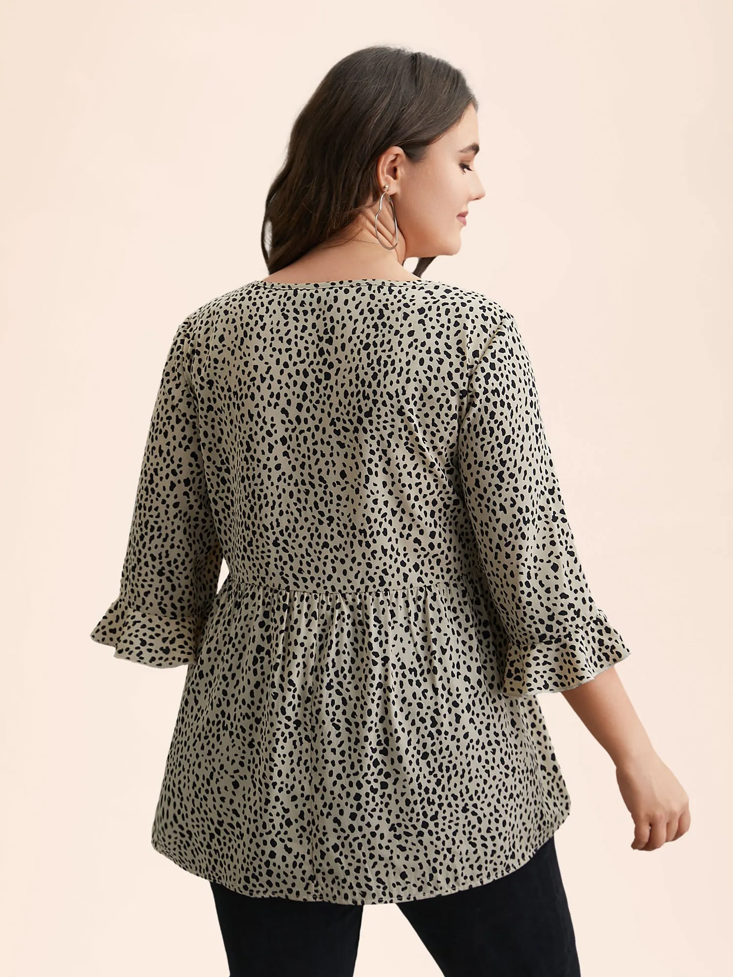 Leopard Print Ruffled Detail V-Neck Blouse sold by Bloomchic product image thumbnail 5