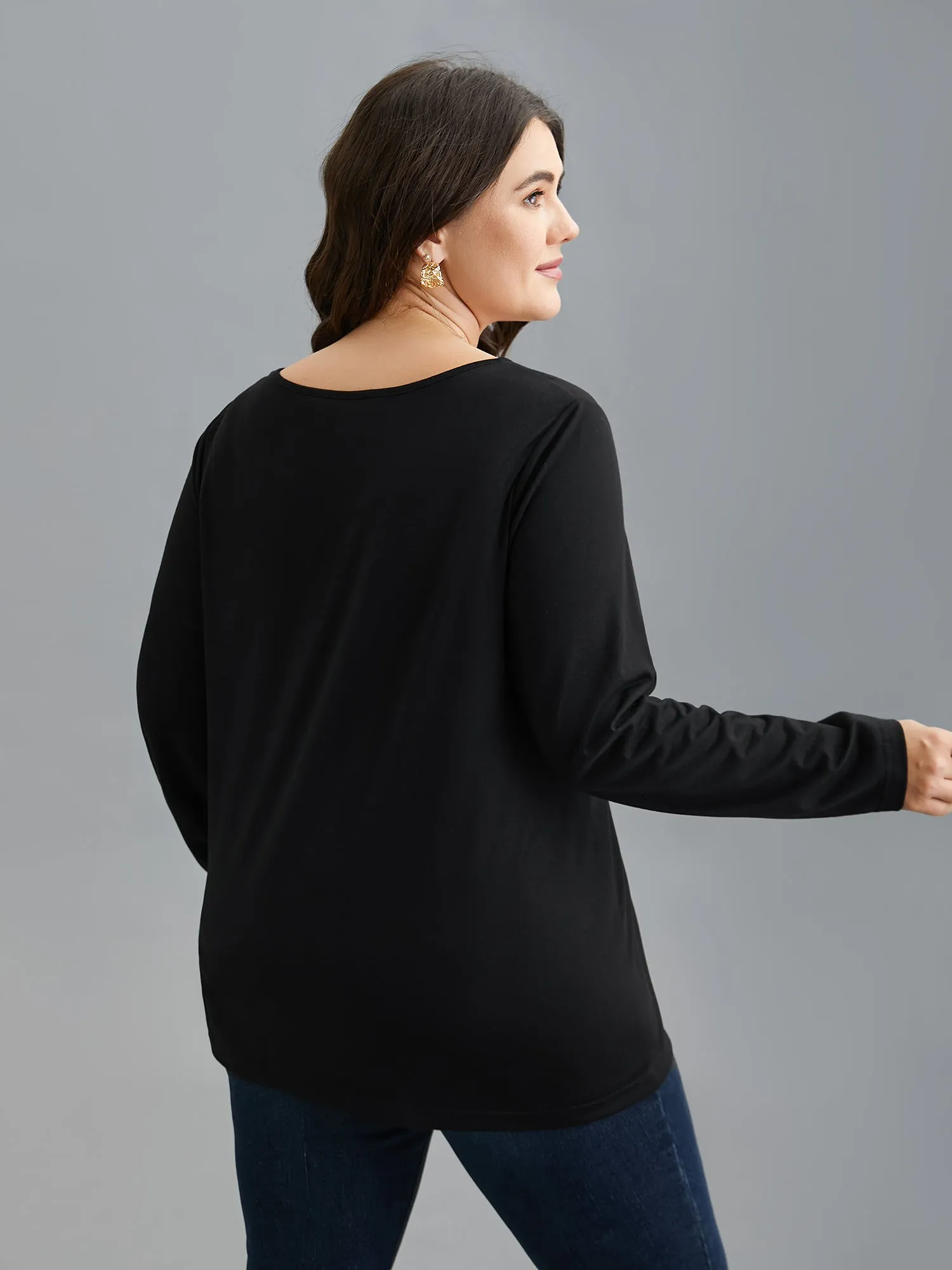 Supersoft Asymmetrical Neckline Stretchy Top sold by Bloomchic product image thumbnail 4